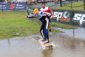 Gold Coaster Lochie Hughes celebrating his KA2 win (Pic: Coopers Photography)