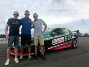 Joel Johansson, Davide Fore and Tomas Gasperak with the Castrol EDGE Commodore at the Norwell Motorplex