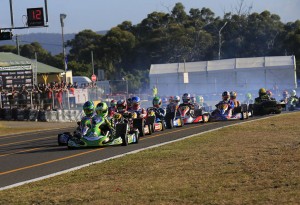 KZ2 Championship leader Aaron Cameron leading the way at the previous round in Newcastle (Pic: Coopers Photography)