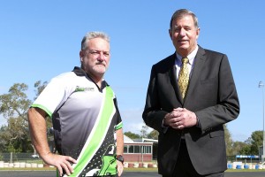 Bunbury City Kart Club President Mick Kenny (Left) with City of Bunbury Mayor Gary Brennan